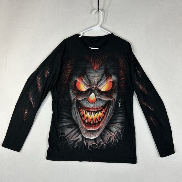 Spiral Direct Graphic Shirt Men’s Large Double Sided Clown Flame Biker Tee Y2K - Picture 1 of 13